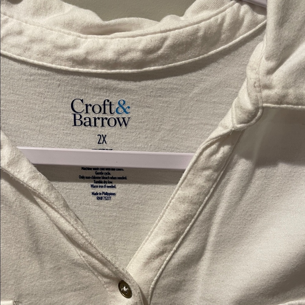 Croft & Barrow Off-White Button-Up Shirt - Picture 2 of 4